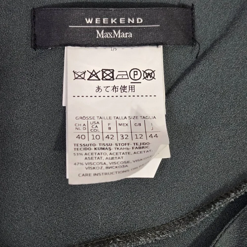 Weekend Max Mara Relaxed Fit Midi Dress Dark Green Size 10
